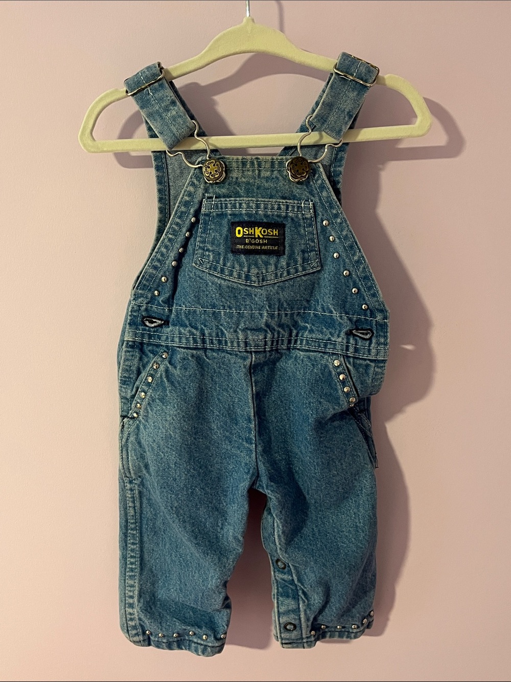 Denim Overalls with Stud Detail